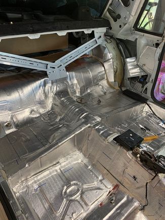 The floor of the car is pretty well done as far as sound deadening material goes.  I'm still going to apply some to the doors and the roof.