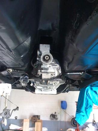 Rear view of engine installed