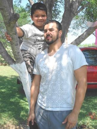 My son &amp; I at my parents' house.