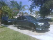 I woke up to this one morning, somebody stole my rims and the car was on jack stands lol