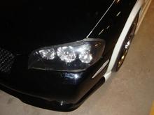 Close up of blacked housing and cleared blinker