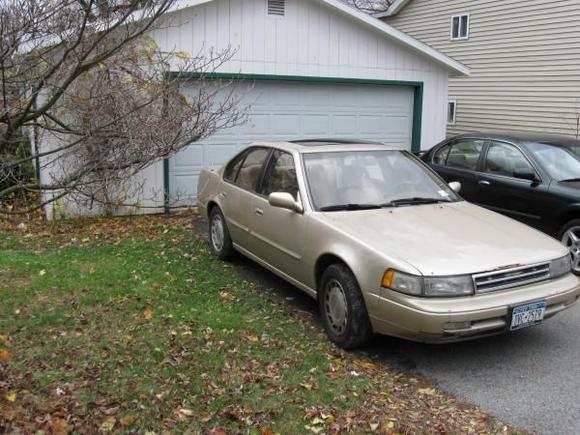 91 Maxima it's an oldie but runs like new 315000 miles on it..