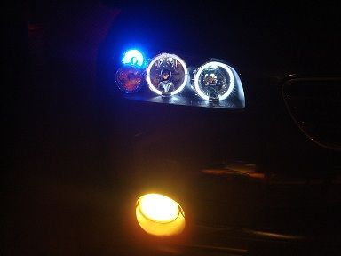 led blue clearance, halo angel headlight and yellow fog light