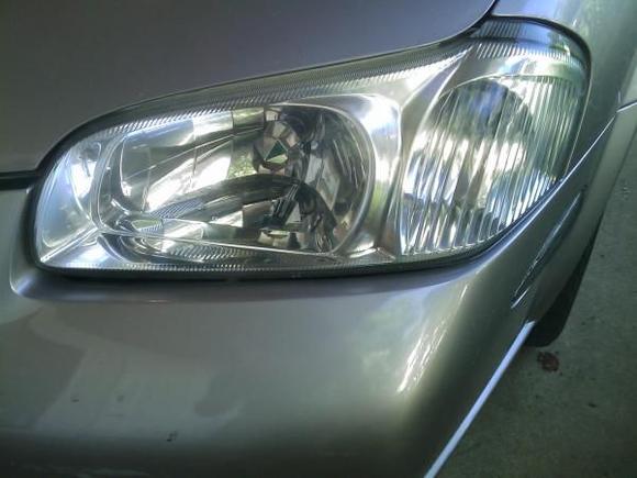 Headlights after using the CV Headlight restoration kit.