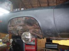 Side view on the lift, rotors on.