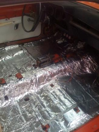feb 2010 
Got rid of the 38 year old carpet. Put down some sound deadening material to make it quiet and solid inside. It's a good insulation material too.