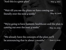 & how's that wall coming along?
it's been 8 years...

& when is he curing cancer like he promised he would?

& when is he released his taxes that he said he'd release in 2016?

& where's all that evidence of massive voter fraud tht he & Rudy were going to release in November 2020?

any updates, Repubes?