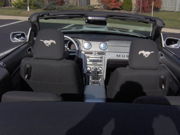 Latest 'Stang pictures 020 - Rear shot showing embroidered running horses on rear of headrests.  They are also on the front of the headrests to.