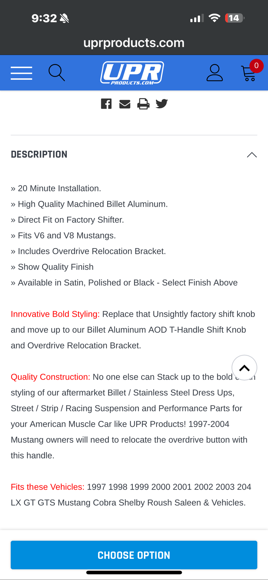 Interior/Upholstery - Billet T handle shift knob - Used - 1997 to 2004 Ford Mustang - Reynoldsburg, OH 43068, United States