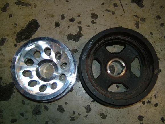 Size diff of the crank pulley.