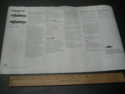 1970 Corvette Convertible 2 Sided Showroom Poster