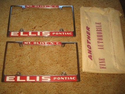 NOS Ellis Pontiac, Mount Olive, NC. License Frames