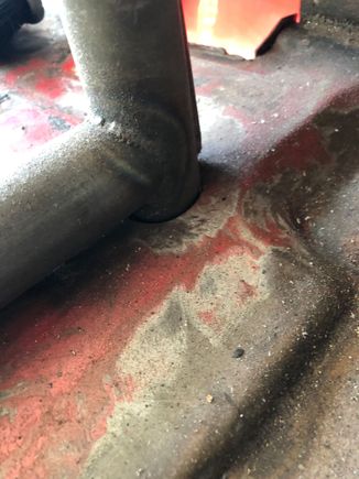 I found a few more welds that have not been completed. These are where the cage passes through the floor and connects to the cradle mounts.