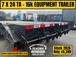 STOCK CLEARANCE! 7x24 16K GVWR Equipment Trailer  for sale $9,399 