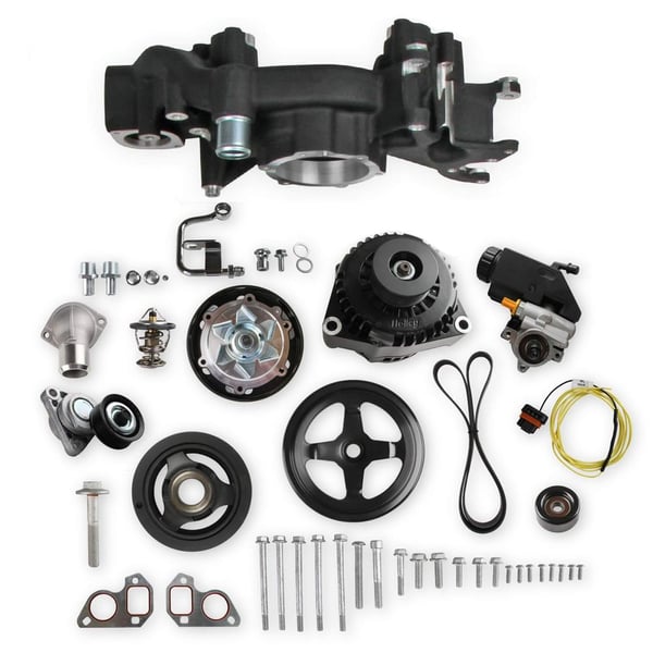 Mid Mount Accesory Sys. GM LS Engine - Black, by HOLLEY, Man