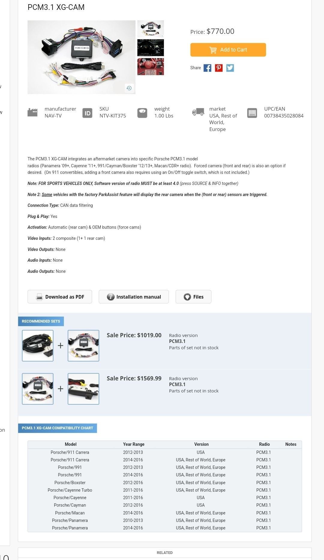 Audio Video/Electronics - GTA Car Kits Wireless Carplay and Android/Cam Integration  Porsche 911/991 2012-2016 - Used - Treasure Island, FL 33706, United States