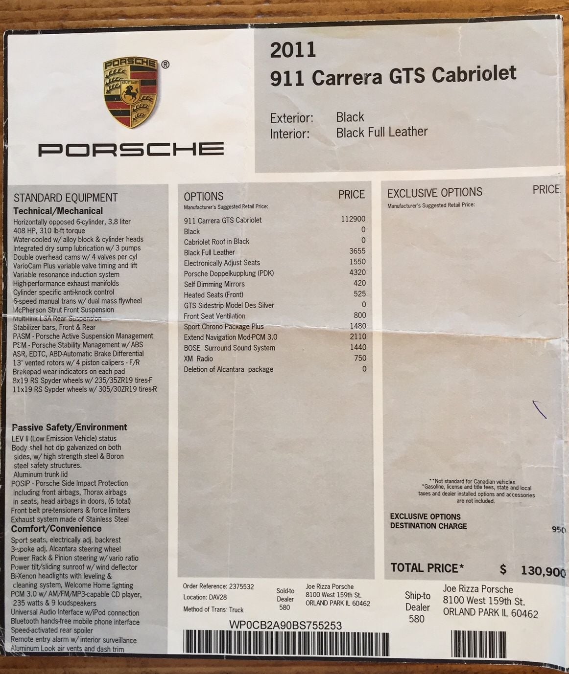 2011 Porsche 911 - 2011 Porsche 911 GTS Cabriolet - Used - VIN WP0CB2A90BS755253 - 14,400 Miles - 6 cyl - 2WD - Automatic - Convertible - Black - Diablo, CA 94528, United States