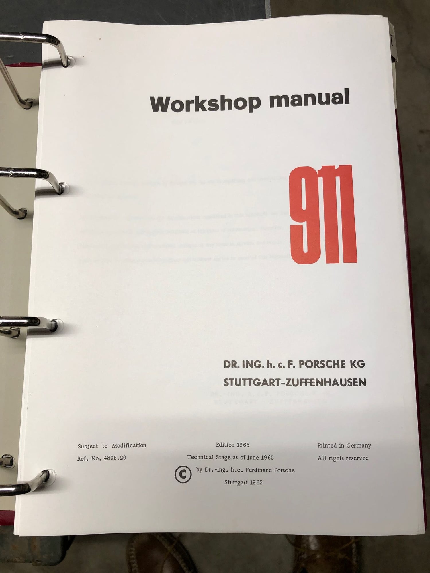 Miscellaneous - Porsche 911 Workshop Manual Copyright 1965 - Used - 1965 to 1973 Porsche 911 - Sequim, WA 98382, United States