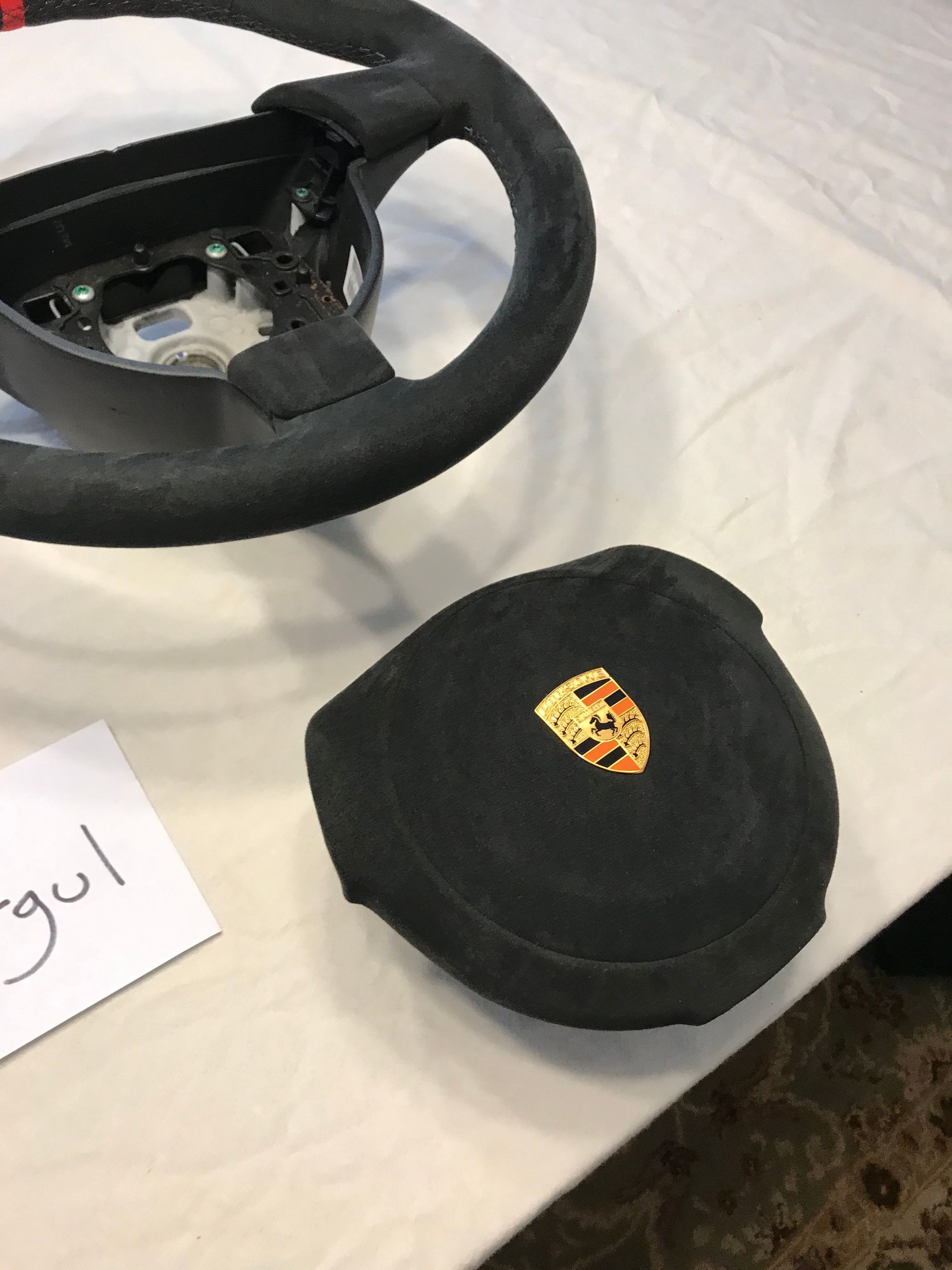 2009 Porsche Cayman - 997/987 Sport Steering Wheel in Alcantara with Grey Stitching and Red Alcantara 12:00 Stripe (w/ Alcantara Air Bag!) - Interior/Upholstery - $675 - Plymouth, Ma, MA 02360, United States