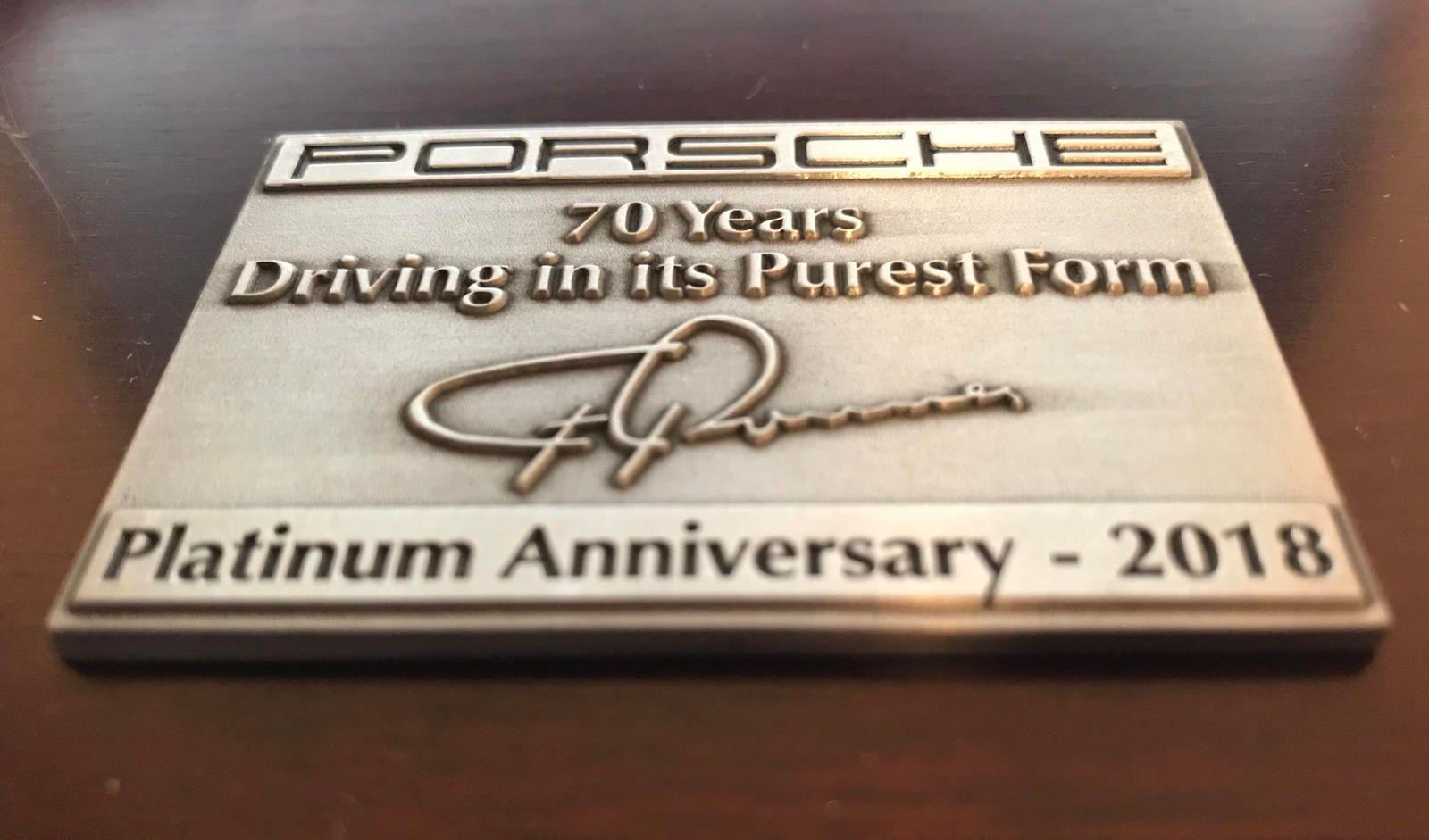 Accessories - FS:  70th Anniversary "Driving in its Purest Form" Plaque - New - All Years Porsche All Models - Novi, MI 48375, United States