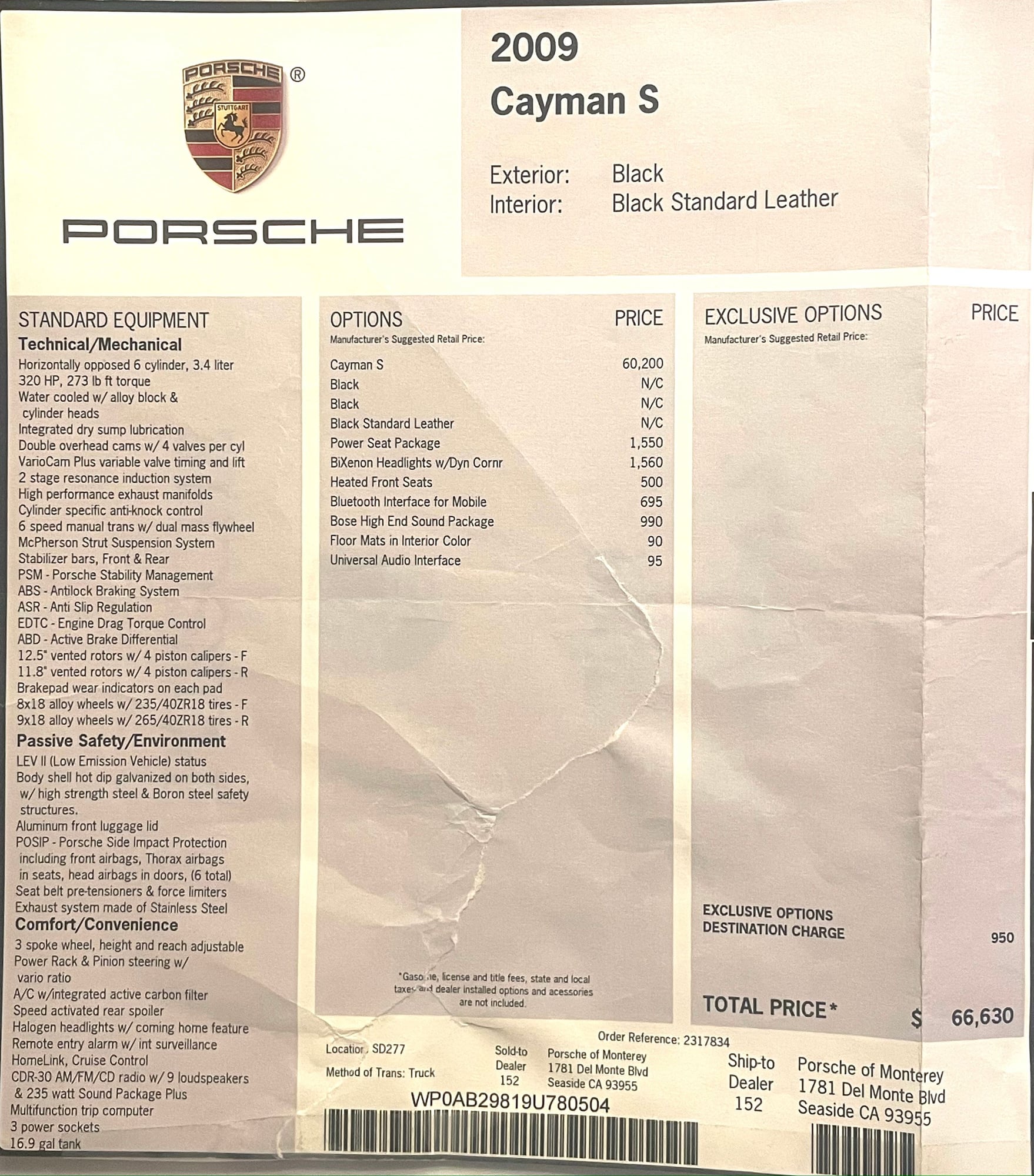 2009 Porsche Cayman - 2009 Porsche 987.2 CAYMAN S MANUAL, CA car - Used - VIN WP0AB29819U780504 - 48,850 Miles - 6 cyl - 2WD - Manual - Coupe - Black - San Francisco, CA 94122, United States