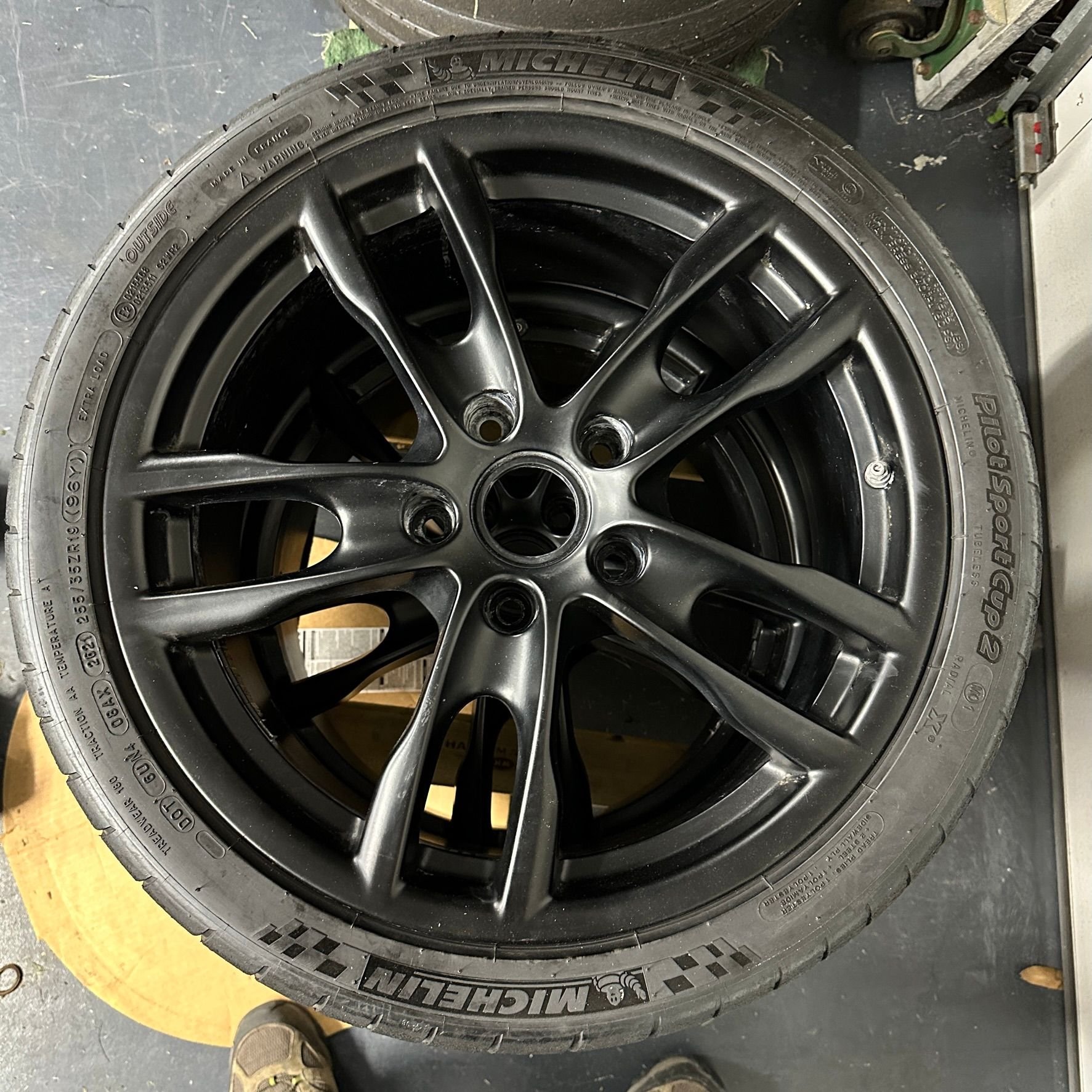 Wheels and Tires/Axles - Stock 981 Cayman S wheels powder coated black with used Cup 2's - Used - 2013 to 2016 Porsche Cayman - Clifton, NJ 07011, United States
