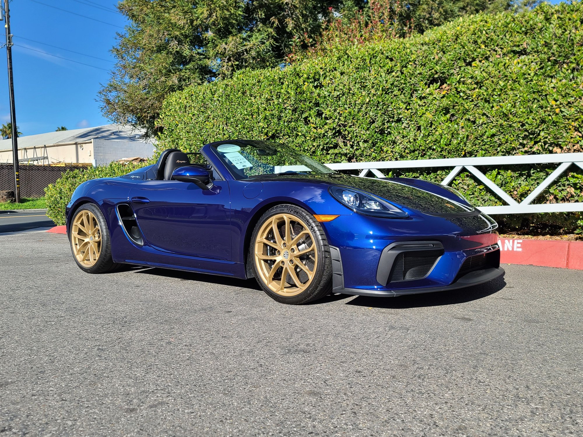 2021 Porsche 718 Spyder - Gentian Blue 982 Spyder with Cognac stitching - Used - VIN WP0CC2A86MS240846 - 1,856 Miles - 6 cyl - 2WD - Manual - Convertible - Blue - Fresno, CA 93650, United States