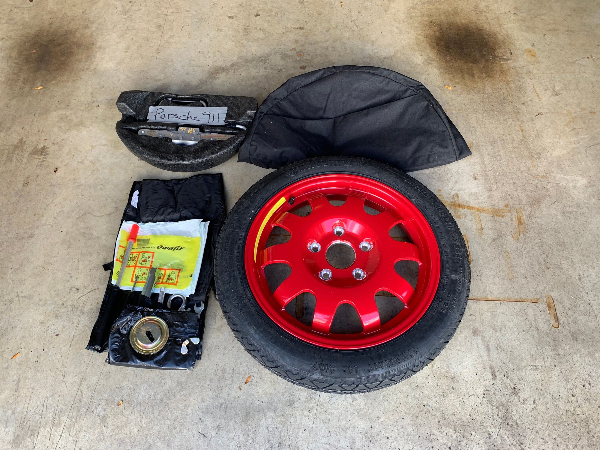 Porsche Compact Spare Wheel & Tire with tool kit Rennlist Porsche