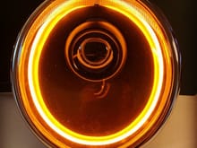 Amber color connected to the turn signal 