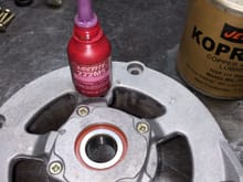 Purple low strength Loctite on fasteners.
