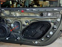 Passenger door prior to speaker and plug removal. Note the speaker gasket