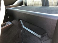 This custom shelf/sub was fabricated with the help of a former Audi designer in Germany and houses two down-firing subs in place of back seats.  Because there's no point half-doing stuff... lol