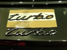 Porsche chrome turbo emblem vs slate grey