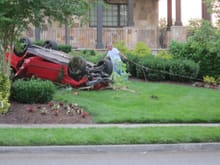 BMW wreck in next door neighbors yard:(
Driver was okay, car not so much.