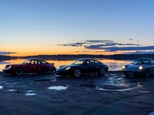 Test drive session on twisty countryside roads west from Helsinki after installing set of new Bilstein Turbo-series shock absorbers to my 911 SC (rightmost car in the picture).