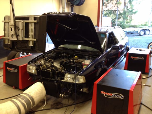 My old Audi S2 at the dyno. Nervewrecking to watch.