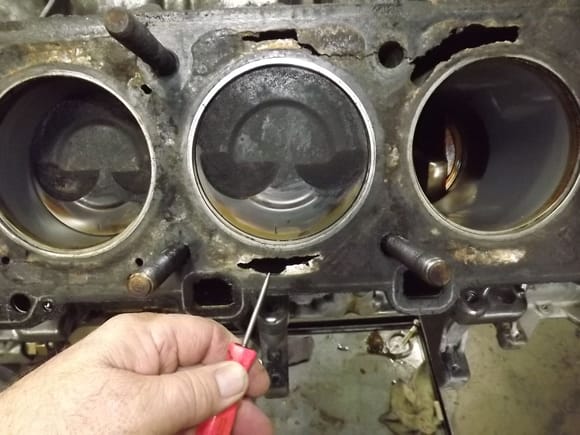 More deteriorated head gasket pointed out.