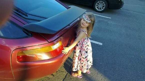 My firstborn showing what she thinks about our velvet red :)