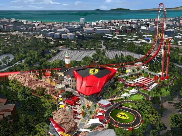 Only a one hour drive from Barcelona, the Ferrari-Land. Opening April 7, 2017.