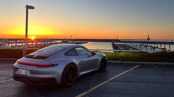 Two of my favorite things, sunrise and Porsches. 