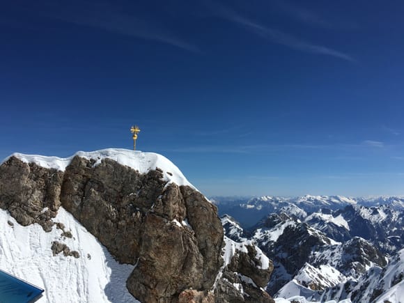 Zugspitze summit on a beautiful Sunday.