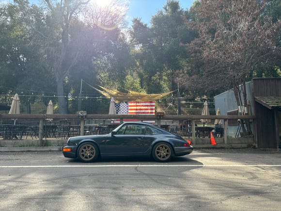 I didn’t even notice the flag behind the car when I first parked it.  It wasn’t until I went to take the picture that I realized it lined up perfectly,  