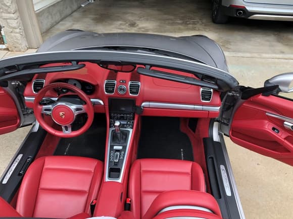 Black floor mats can break up the red if you like.