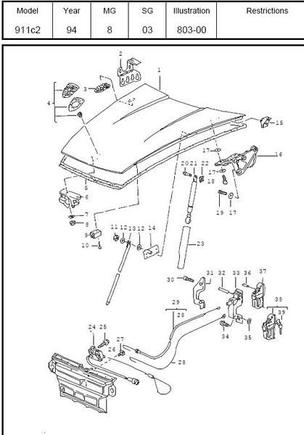 964 hood release