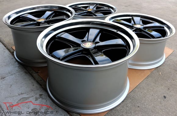 OS DESIGN II wheels available at Wheel Dynamics Inc. (custom finished in gloss black and polished lip, clear coating over entire wheel including polished lip) Avail: 19x8.5 19x10 & 19x11