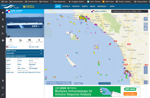 My 992 tracking real time w/vessel tracker website