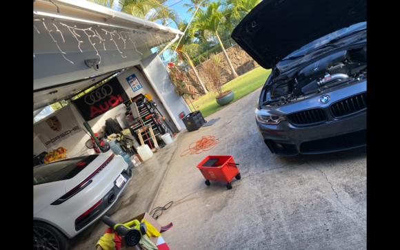 Even my son got into the act detailing his engine compartment of his BMW