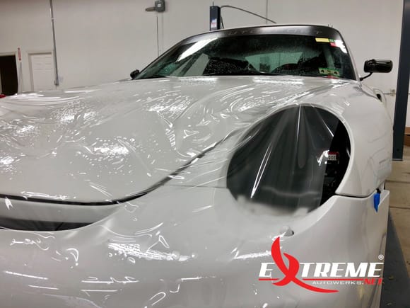 Porsche GT2 - Paint protection film and how it looks before our mater technicians get their hands on it ;)