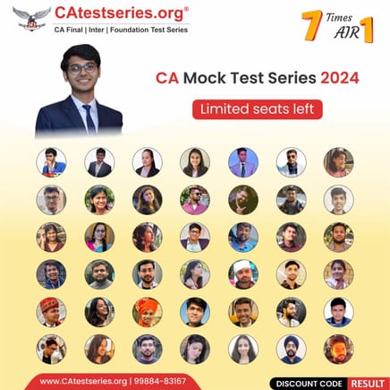 Last Day Happy New Financial Year Offer - 2 Full Mock Test (45-55% Same Similar Q's) 2024 - CAtestseries.org

✅ Notes + Guidance Videos
✅ Suggested Answer + Toppers Sheets for comparison
✅ Study Planners + Imp Q’s + Imp MCQs & Case Study MCQs
✅ Live Mentoring + Strategy + Targets

Coupon Code - NEWYEAR

Register : https://onelink.to/82b536

CAtestseries.org
78886-34515