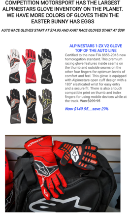 alpinestars zx glove closeout